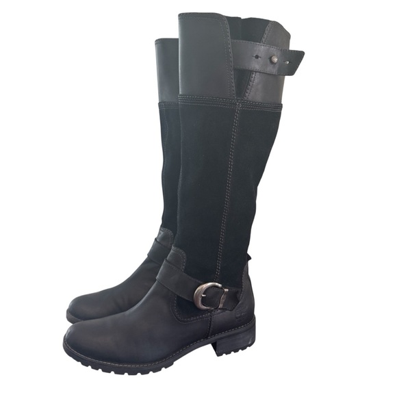 Timberland Bethel Black Leather Suede tall low heeled riding boots 7.5 - Picture 1 of 16